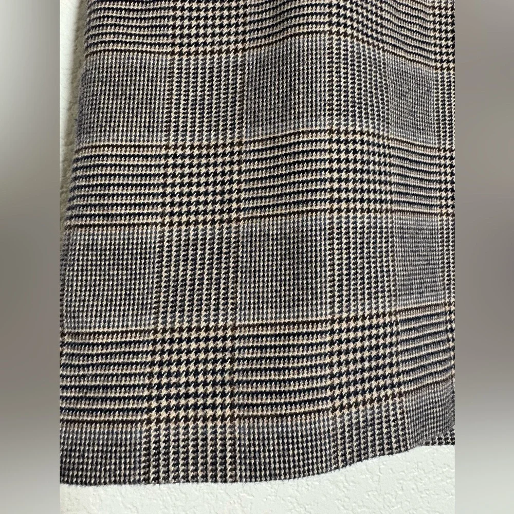 L.L. Bean Cotton Brown Plaid A-Line Mini Skirt with‎ Pockets, Side Buckle Detail
